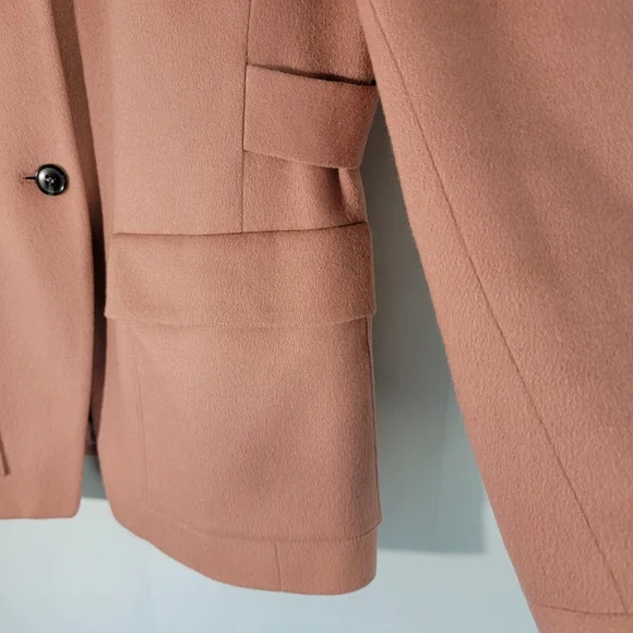 Anne Klein Salmon Pink/Peach 100% Cashmere Single Breasted Peacoat Blazer Size 8 - Picture 4 of 12